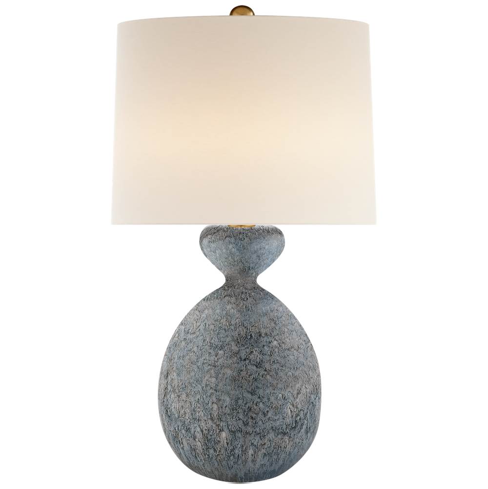 Visual Comfort Signature Collection Gannet Table Lamp in Blue Lagoon with Linen Shade