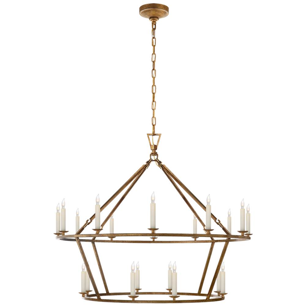 Visual Comfort Signature Collection Darlana Large Two-Tiered Ring Chandelier in Gilded Iron