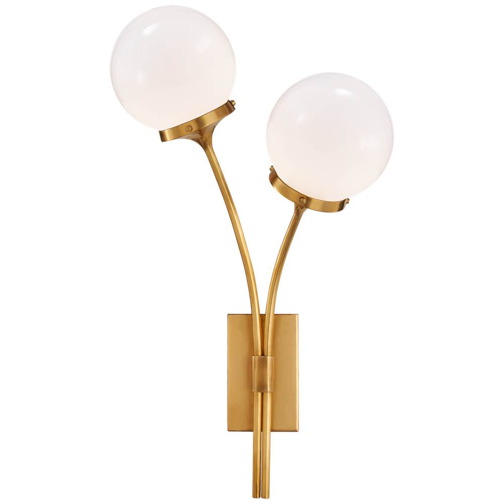 Visual Comfort Signature Collection Prescott Right Sconce in Soft Brass with White Glass